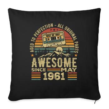 Mai 1961 Anniversaire Mai 1961 Cadeau 1961 Retro - Housse de coussin décorative 45 x 45 cm - noir - Devant