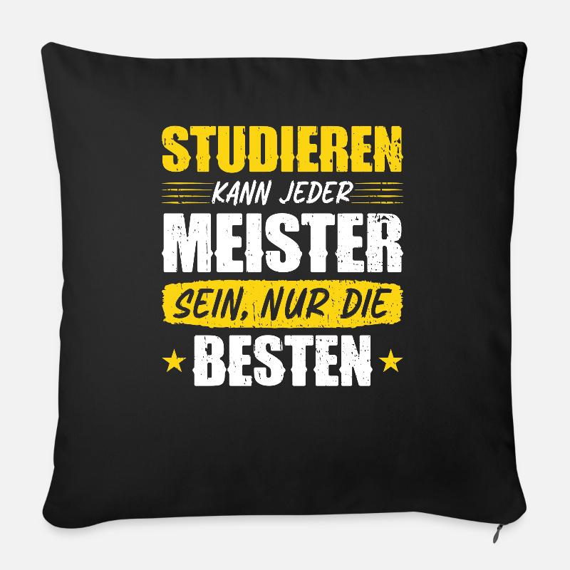 Maître drôle disant humour Master certificat - Housse de coussin décorative 45 x 45 cm - noir