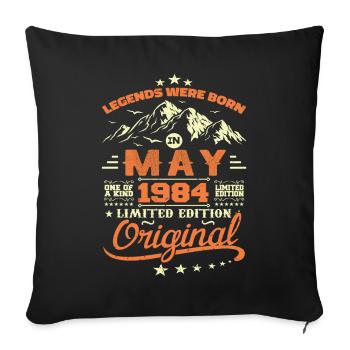 Mai 1984 Vintage Nées En Mai 1984 Anniversaire Mai - Housse de coussin décorative 45 x 45 cm - noir - Devant