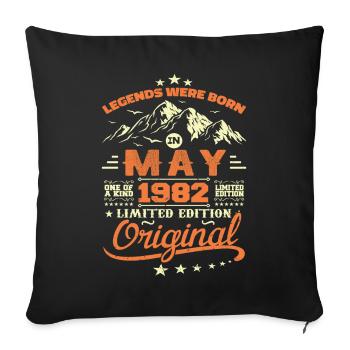 Mai 1982 Vintage Nées En Mai 1982 Anniversaire Mai - Housse de coussin décorative 45 x 45 cm - noir - Devant