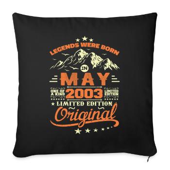 Mai 2003 Vintage Nées En Mai 2003 Anniversaire Mai - Housse de coussin décorative 45 x 45 cm - noir - Devant