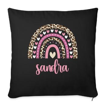 Sandra Regenbogen Name Geburtstag Sandra - Sofakissenbezug 45 x 45 cm - Schwarz - Vorne