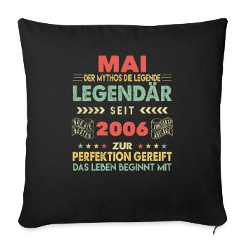 18th Birthday May Vintage 2006 Gift Idea - Sofa pillowcase 17,3'' x 17,3'' (45 x 45 cm) - black - Front