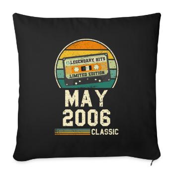 18th Birthday May Vintage 2006 Gift Idea - Sofa pillowcase 17,3'' x 17,3'' (45 x 45 cm) - black - Front