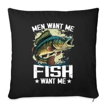 Men Want Me Fish Fear Me Tees Fishing - Sofa pillowcase 17,3'' x 17,3'' (45 x 45 cm) - black - Front