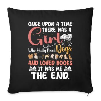 A Girl Who Loved Dogs And Books - Housse de coussin décorative 45 x 45 cm - noir - Devant