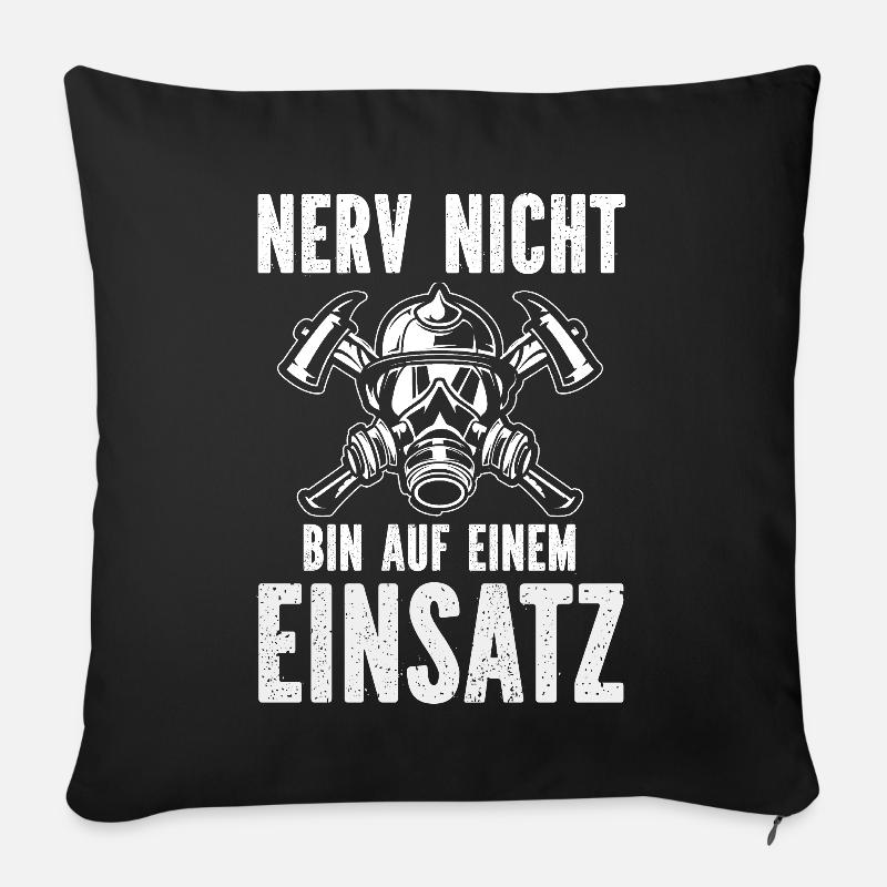 Feuerwehr Tshirt Firefighter Feuerwehrmann 112 - Sofakissenbezug 45 x 45 cm - Schwarz