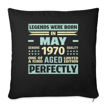 54. Geburtstag Mai Jahrgang 1970 Geschenkidee - Sofakissenbezug 45 x 45 cm - Schwarz - Vorne