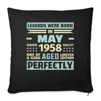 66. Geburtstag Mai Jahrgang 1958 Geschenkidee - Sofakissenbezug 45 x 45 cm - Schwarz - Vorne