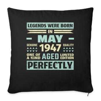 77. Geburtstag Mai Jahrgang 1947 Geschenkidee - Sofakissenbezug 45 x 45 cm - Schwarz - Vorne