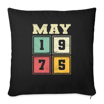 49th Birthday May Vintage 1975 Gift Idea - Sofa pillowcase 17,3'' x 17,3'' (45 x 45 cm) - black - Front