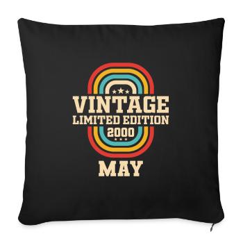 24th Birthday May Vintage 2000 Gift Idea - Sofa pillowcase 17,3'' x 17,3'' (45 x 45 cm) - black - Front