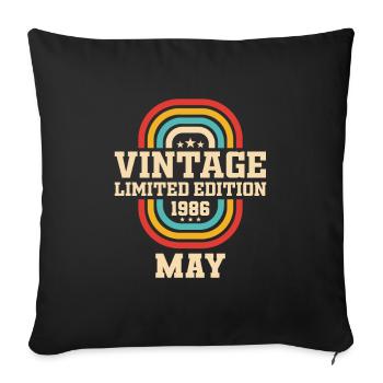 38th Birthday May Vintage 1986 Gift Idea - Sofa pillowcase 17,3'' x 17,3'' (45 x 45 cm) - black - Front