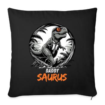 Père Papa Saurus Fête des Pères Anniversaire T-Rex Cool - Housse de coussin décorative 45 x 45 cm - noir - Devant