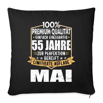 55. Geburtstag Mai Jahrgang 1969 Geschenkidee - Sofakissenbezug 45 x 45 cm - Schwarz - Vorne