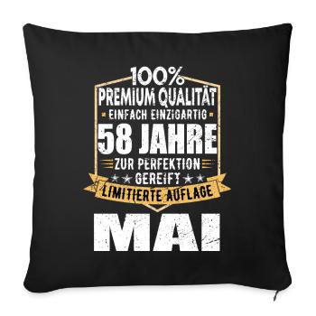 58ème anniversaire mai vintage 1966 idée cadeau - Housse de coussin décorative 45 x 45 cm - noir - Devant