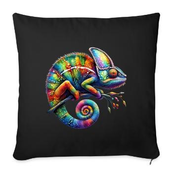 VIBRANT CHAMELEON: NATURE’S ARTFUL MASTERPIECE - Sofa pillowcase 17,3'' x 17,3'' (45 x 45 cm) - black - Front