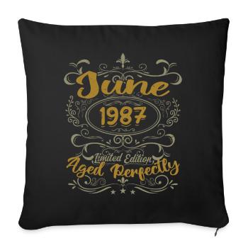1987 June 1987 Birthday Gift June 1987 June - Sofa pillowcase 17,3'' x 17,3'' (45 x 45 cm) - black - Front