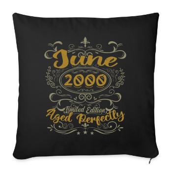 2000 June 2000 Birthday Gift June 2000 June - Sofa pillowcase 17,3'' x 17,3'' (45 x 45 cm) - black - Front