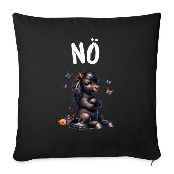 Cheval Drôle Dicton Non pour les amoureux des chevaux - Housse de coussin décorative 45 x 45 cm - noir - Devant