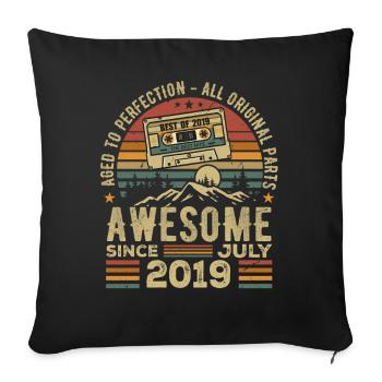 2019 July | Born in July 2019 | July 2019 - Sofa pillowcase 17,3'' x 17,3'' (45 x 45 cm) - black - Front