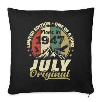 Juillet 1947 Cadeau Anniversaire 1947 Juillet 1947 - Housse de coussin décorative 45 x 45 cm - noir - Devant