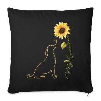 Dog Sunflower, Cute Dog Tees Sunshine Dog Lover - Housse de coussin décorative 45 x 45 cm - noir - Devant