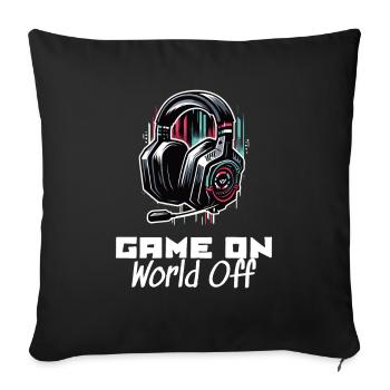 Game On World Off Gamer Dictons Chemise - Housse de coussin décorative 45 x 45 cm - noir - Devant
