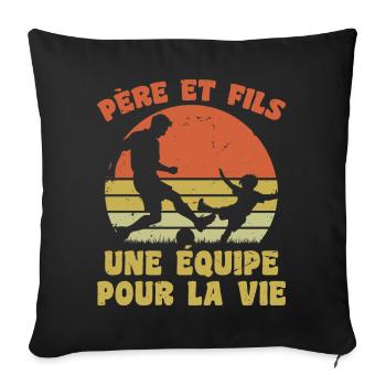 Father and Son Football Vintage Retro Dad Gift - Sofa pillowcase 17,3'' x 17,3'' (45 x 45 cm) - black - Front