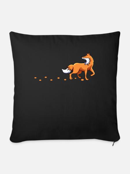 Fuchsliebhaber Fuchsspuren Füchse Fußabdrücke Spur - Sofakissenbezug 45 x 45 cm - Schwarz