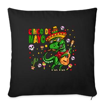 Guitar Dinosaur Mexican Outfit Cinco de Mayo - Sofa pillowcase 17,3'' x 17,3'' (45 x 45 cm) - black - Front