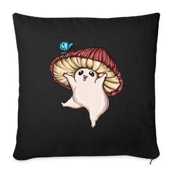 Champignon mignon attrape des champignons papillon pour enfants - Housse de coussin décorative 45 x 45 cm - noir - Devant