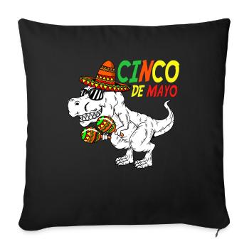 Maracas Dinosaur Mexican Outfit Cinco de Mayo - Sofa pillowcase 17,3'' x 17,3'' (45 x 45 cm) - black - Front
