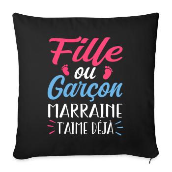 Fille ou Garçon Grand Marraine T'aime Déjà - Housse de coussin décorative 45 x 45 cm - noir - Devant
