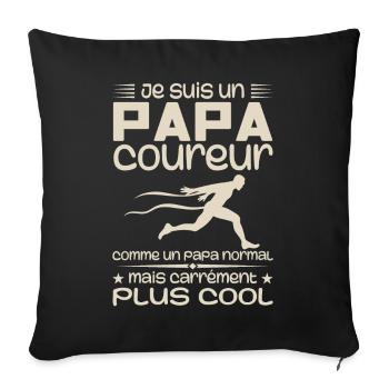 Je Suis Un Papa Coureur Marathon - Housse de coussin décorative 45 x 45 cm - noir - Devant