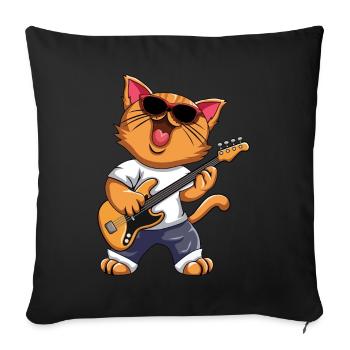 Funny Musician Cat Electric Guitar Instruments - Sofa pillowcase 17,3'' x 17,3'' (45 x 45 cm) - black - Front