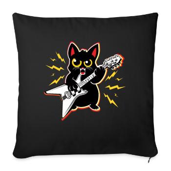 Heavy MEtal Cat Plays Guitar Instruments Rock Cute - Sofa pillowcase 17,3'' x 17,3'' (45 x 45 cm) - black - Front