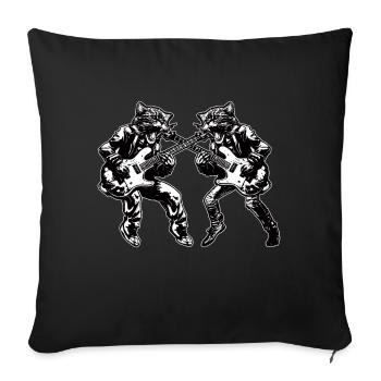 Deux chats jouant des instruments de guitare Rock Mignon - Housse de coussin décorative 45 x 45 cm - noir - Devant