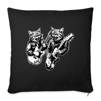 Deux chats jouent de la guitare Instruments Rock Mignon - Housse de coussin décorative 45 x 45 cm - noir - Devant