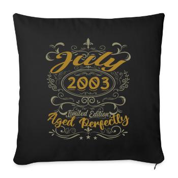 Juillet 2003 Anniversaire Juillet 2003 Cadeau 2003 - Housse de coussin décorative 45 x 45 cm - noir - Devant