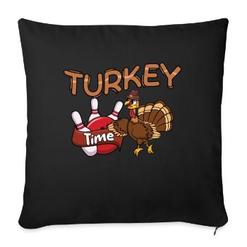 Quilles de quilles de dinde de l’heure de la dinde Thanksgiving - Housse de coussin décorative 45 x 45 cm - noir - Devant