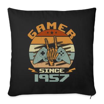 Gamer Since 1957 - Gaming Cadeau Anniversaire 1957 - Housse de coussin décorative 45 x 45 cm - noir - Devant