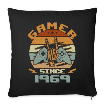 Gamer seit 1969 - Gaming Geburtstagsgeschenk 1969 - Sofakissenbezug 45 x 45 cm - Schwarz - Vorne