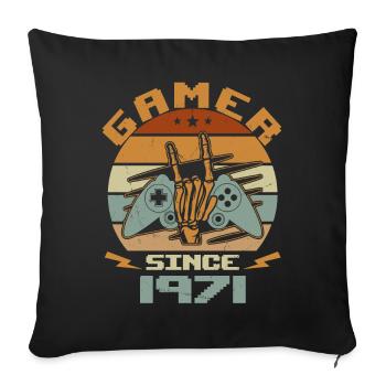 Gamer Since 1971 - Gaming Cadeau Anniversaire 1971 - Housse de coussin décorative 45 x 45 cm - noir - Devant