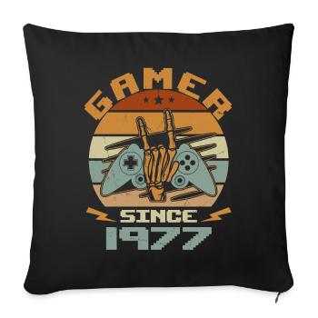 Gamer Since 1977 - Gaming Birthday Gift 1977 - Sofa pillowcase 17,3'' x 17,3'' (45 x 45 cm) - black - Front