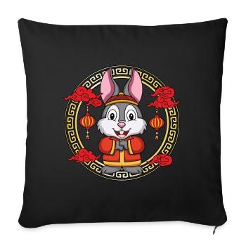Funny Chinese New Year Of Rabbit Chinese Zodiac - Sofa pillowcase 17,3'' x 17,3'' (45 x 45 cm) - black - Front
