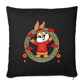 Drôle de Nouvel An Chinois Le Lapin Astrologie Chinoise - Housse de coussin décorative 45 x 45 cm - noir - Devant