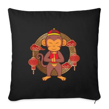 Lustiges chinesisches Neujahrsfest des Affen Chinesisches Sternzeichen - Sofakissenbezug 45 x 45 cm - Schwarz - Vorne