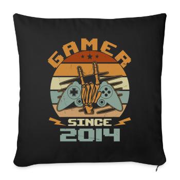 Gamer Since 2014 - Gaming Cadeau Anniversaire 2014 - Housse de coussin décorative 45 x 45 cm - noir - Devant