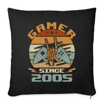 Gamer seit 2005 - Gaming Jubiläumsgeschenk 2005 - Sofakissenbezug 45 x 45 cm - Schwarz - Vorne